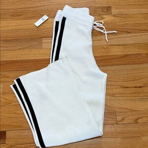 Anthropologie White Sweatpants with Black Stripes